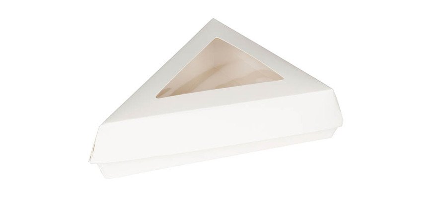 carton de 300 (4 sachets de 75) boites à tarte triangle carton blanc avec couvercle fenêtre pet