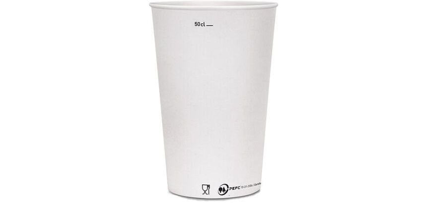 sachet de 50 gobelets carton blanc 67 cl jaugé à 50 cl