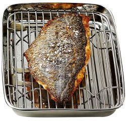 mini-plat japonais inox avec grille 20x15 cm