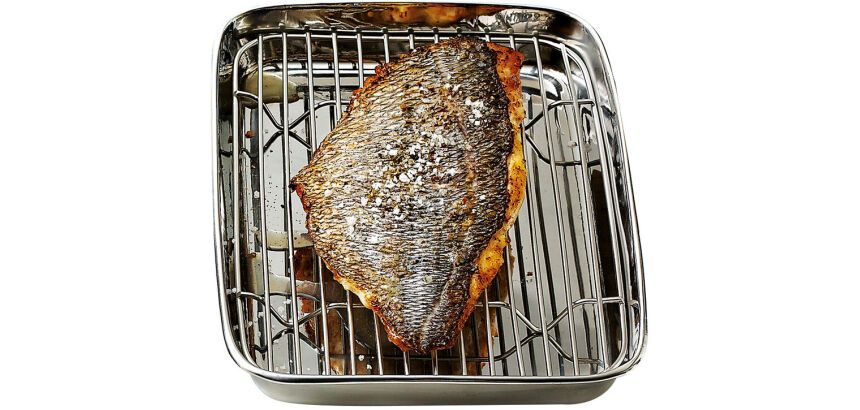mini-plat japonais inox avec grille 20x15 cm