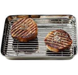 mini-plat japonais inox avec grille 24x19 cm