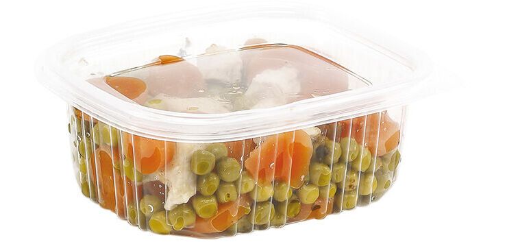 Carton de 400 barquettes PP avec couvercles à charnière 75 cl