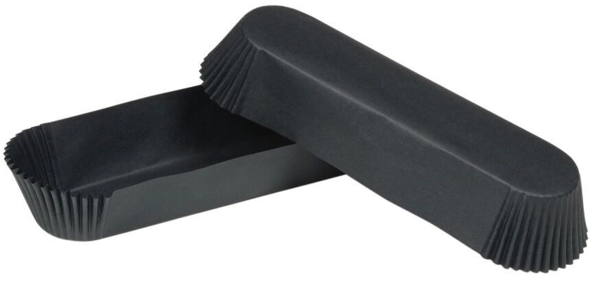 boîte de 1000 caissettes pâtissières en papier silisé n° 88 ovales 105x40x25 mm noir