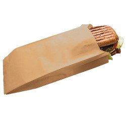 paquet de 1000 sachets à sandwich en papier brun ingraissable 120x310 mm avec soufflets de 40 mm