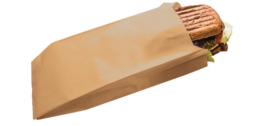 paquet de 1000 sachets à sandwich en papier brun ingraissable 120x310 mm avec soufflets de 40 mm