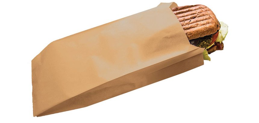 paquet de 1000 sachets à sandwich en papier brun ingraissable 120x310 mm avec soufflets de 40 mm