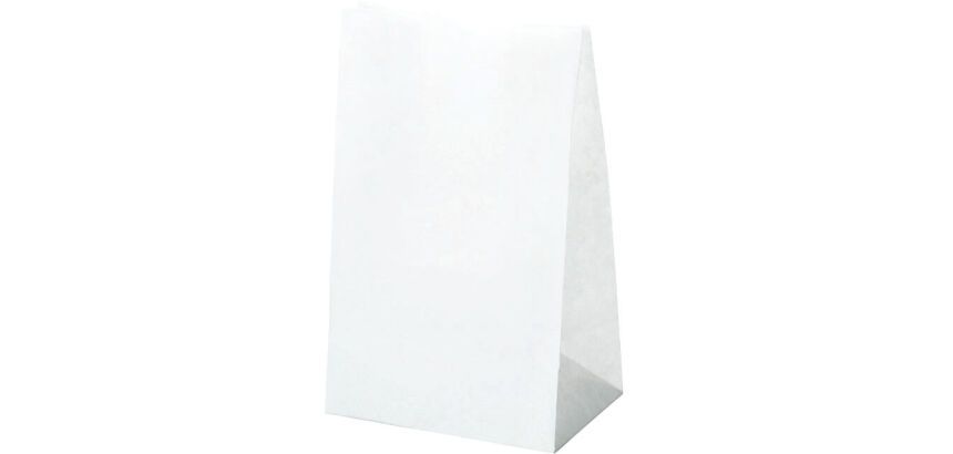 carton de 1000 sacs cabas en papier kraft blanc sans poignées 150 x h 280 mm avec soufflets de 90 mm