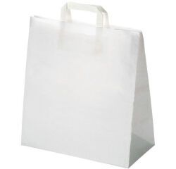 carton de 250 sacs cabas en papier kraft blanc avec poignées 215x305 mm, soufflets de 118 mm