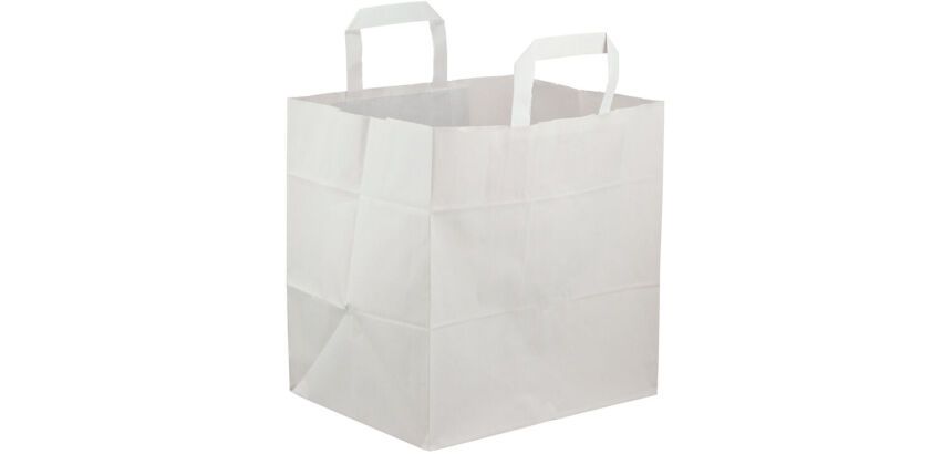 carton de 250 sacs cabas en papier kraft blanc, "traiteur" avec soufflets de 200 mm