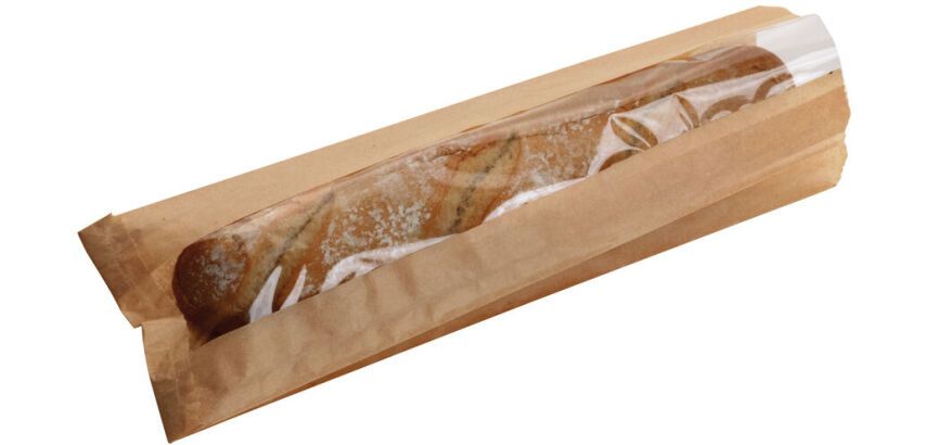 paquet de 1000 sachets à sandwich en papier kraft avec fenêtre en polypropylène 110x310 mm avec soufflets de 40 mm