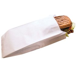 paquet de 1000 sachets à sandwich en papier blanc ingraissable 120x340 mm avec soufflets de 40 mm