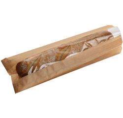 paquet de 1000 sachets à sandwich en papier kraft avec fenêtre en polypropylène 90x350 mm avec soufflets de 65 mm