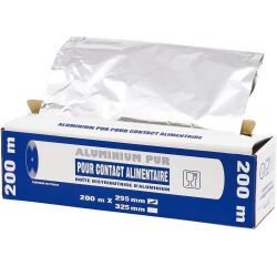 rouleau de film aluminium de 200m  en boîte distributrice, largeur 29,5 cm
