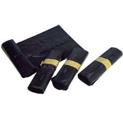 carton de 100 (4 rouleaux de 25) sacs poubelle en PEBD noir 130L épaisseur 45 microns