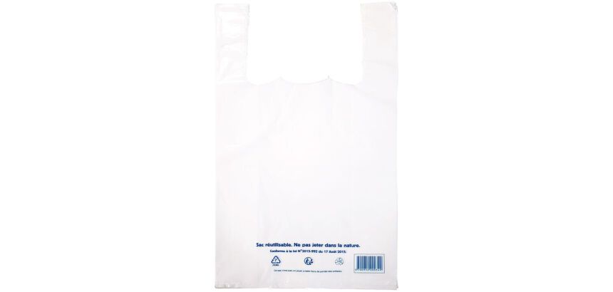 Carton de 1000 (10 paquets de 100) sacs cabas PE basse densité 21+10x40 cm