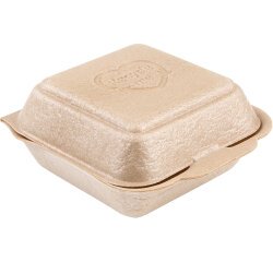 Carton 680 (8 paquets de 85) boîtes à burger en PPE avec couvercle articulé 15,8 x 14,7 hauteur 7,2 cm