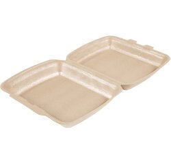 Carton 130 (2 sachets de 65) boîtes lunch en PPE avec couvercle articulé 24  x 20,7 hauteur 6,8 cm