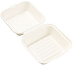 carton de 500 (10 paquets de 50) boîtes à burger en fibre avec couvercle articulé 150x150x44 mm