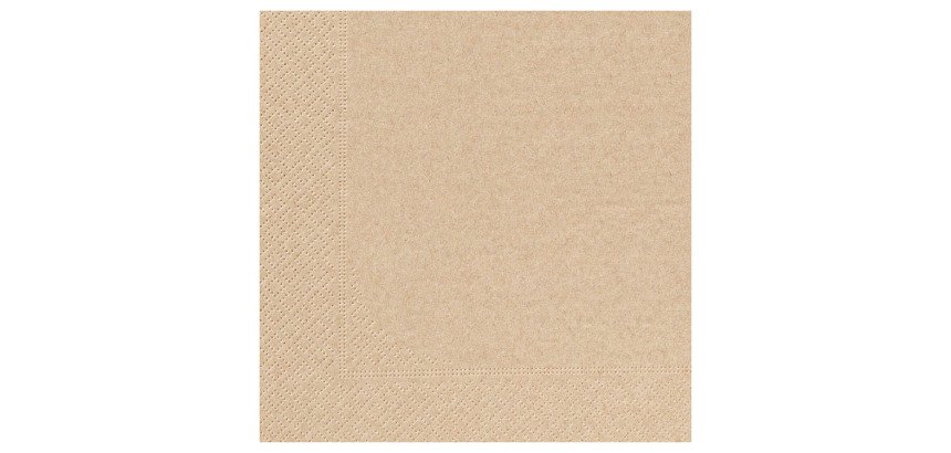 carton de 1800 (18 paquets de 100) serviettes en ouate, 2 plis, 39x39 cm nature kraft brun