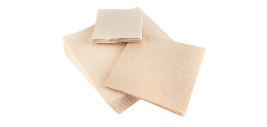 carton de 1200 (24 paquets de 50) serviettes en ouate, 2 plis, 33x33 cm nature kraft brun