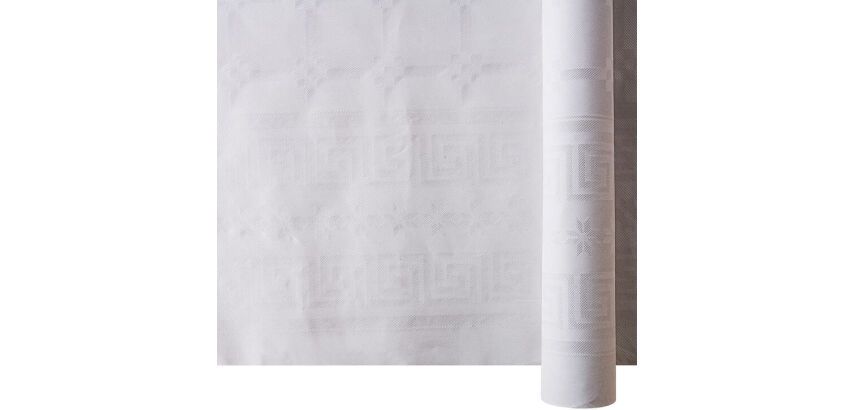 rouleau de nappe en papier damassé blanc 120 cm 10 mètres