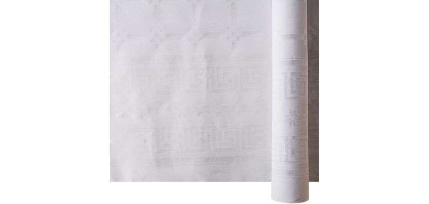 rouleau de nappe en papier damassé blanc 118 cm 100 mètres