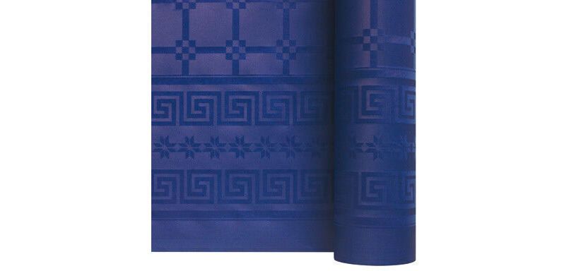 rouleau de nappe en papier damassé de 25 mètres - largeur 1,20 m, bleu marine