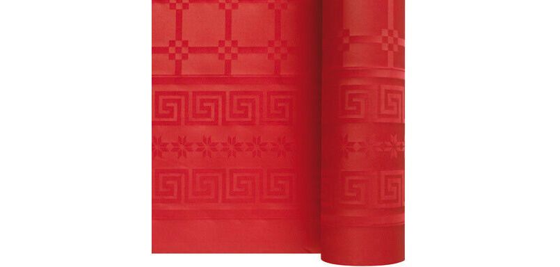 rouleau de nappe en papier damassé de 25 mètres - largeur 1,20 m, rouge