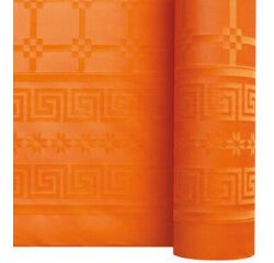 rouleau de nappe en papier damassé de 25 mètres - largeur 1,20 m, mandarine