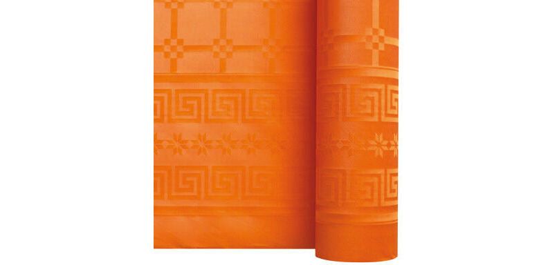 rouleau de nappe en papier damassé de 25 mètres - largeur 1,20 m, mandarine
