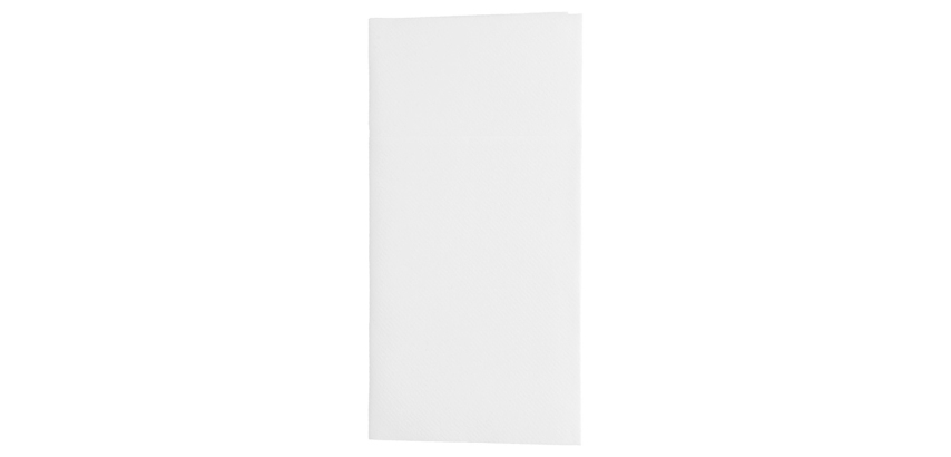 paquet de 50 serviettes pochettes pliées en non tissé, 40x40 cm format plié 10x20 cm blanc