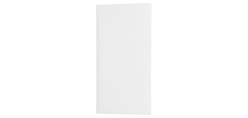 paquet de 50 serviettes pochettes pliées en non tissé, 40x40 cm format plié 10x20 cm blanc