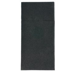 paquet de 50 serviettes pochettes pliées en non tissé, 40x40 cm format plié 10x20 cm noir