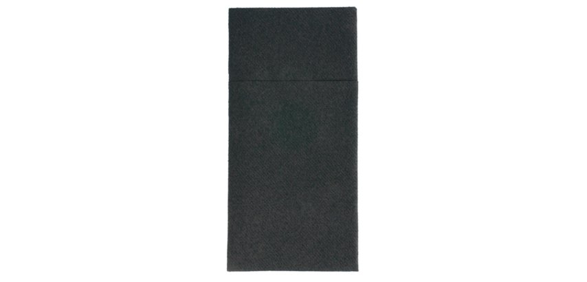paquet de 50 serviettes pochettes pliées en non tissé, 40x40 cm format plié 10x20 cm noir