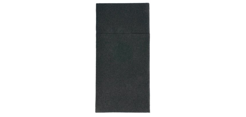 paquet de 50 serviettes pochettes pliées en non tissé, 40x40 cm format plié 10x20 cm noir