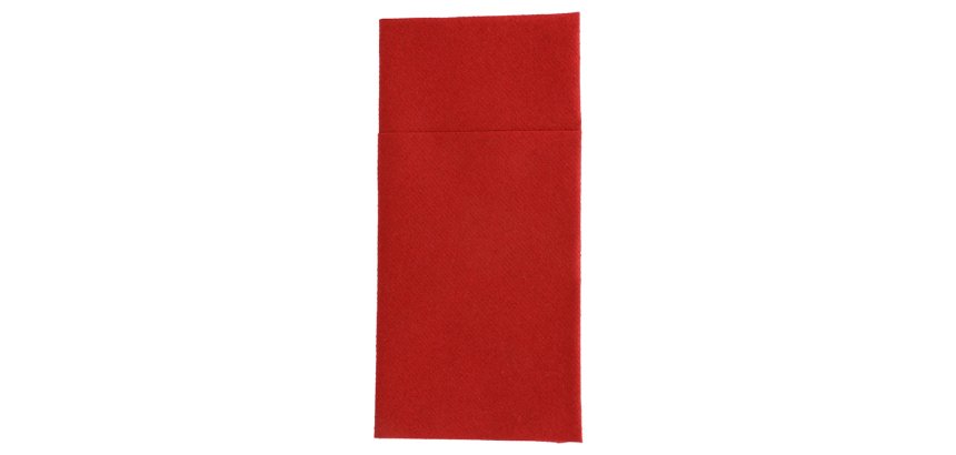 paquet de 50 serviettes pochettes pliées en non tissé, 40x40 cm format plié 10x20 cm bordeaux