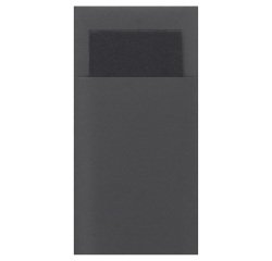 carton de 200 (4 sachets de 50) pochettes carbone 11x23 cm avec serviette pliée 30x39 cm noir