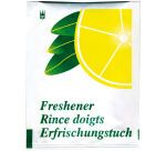 carton de 1000 rince-doigts senteur citron, en sachet 6x5 cm, format déplié 13x14 cm