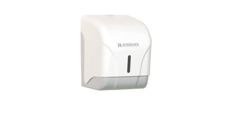 distributeur universel de papier hygiénique en rouleaux ou paquets en ABS blanc 135x135x180 mm