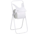 dérouleur sur pieds repliable de bobine de ouate en acier époxy blanc 400x70x950 mm