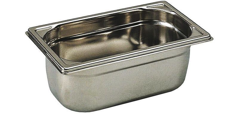 bac gastronorme plein inox - sans anse - GN 1/4 profondeur 10 cm