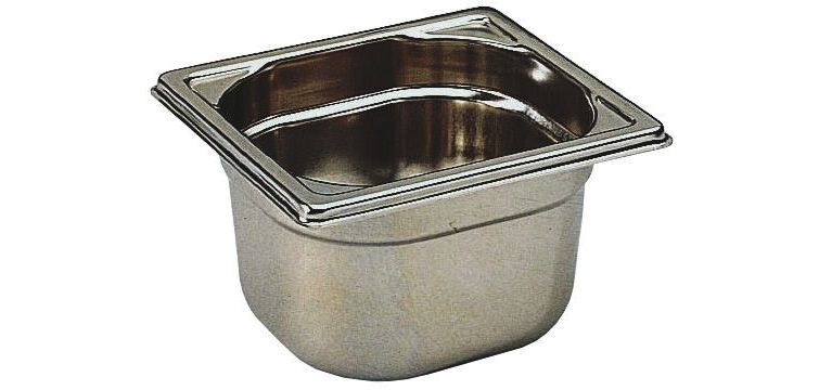 bac gastronorme plein inox - sans anse - GN 1/6 profondeur 6.5 cm