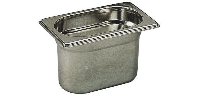 bac gastronorme plein inox - sans anse - GN 1/9 profondeur 6.5 cm