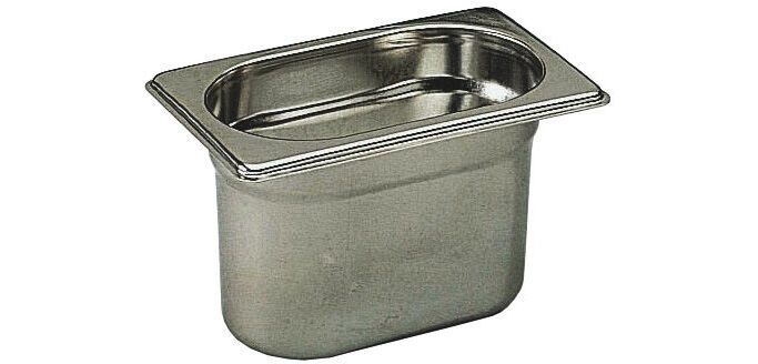 bac gastronorme plein inox - sans anse - GN 1/9 profondeur 10 cm