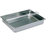 bac gastronorme plein inox - avec anses escamotables - GN 2/1 profondeur 15 cm