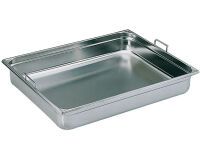 bac gastronorme plein inox - avec anses escamotables - GN 2/1 profondeur 20 cm