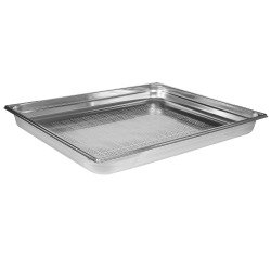 bac gastronorme perforé inox - sans anse - GN 2/1 profondeur 5.5 cm