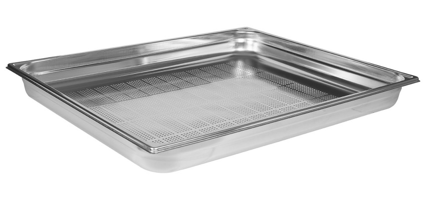 bac gastronorme perforé inox - sans anse - GN 2/1 profondeur 5.5 cm