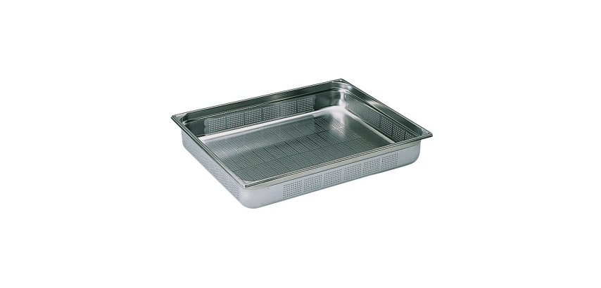 bac gastronorme perforé inox - sans anse - GN 2/1 profondeur 15 cm