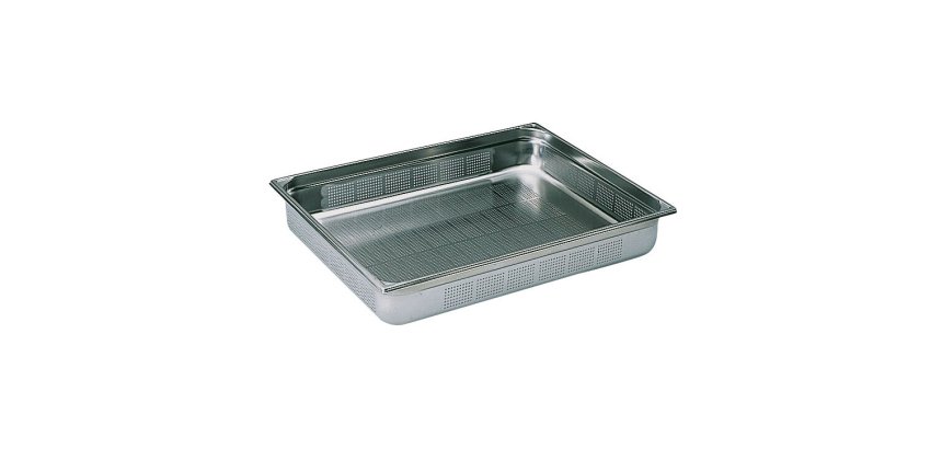bac gastronorme perforé inox - sans anse - GN 2/1 profondeur 15 cm